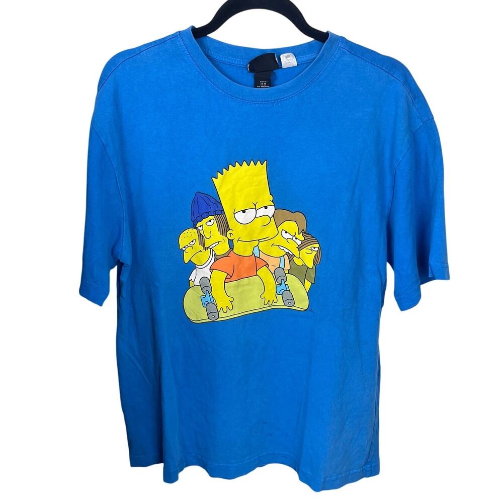 H&M Simpsons Bart Skateboard Graphic Tee — Men’s Medium Blue